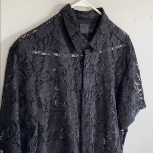 ASOS Black Lace Button Up Shirt